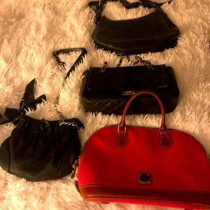 Two Dooney and Bourke purses one quilt handbag and one Ann Taylor handbag
